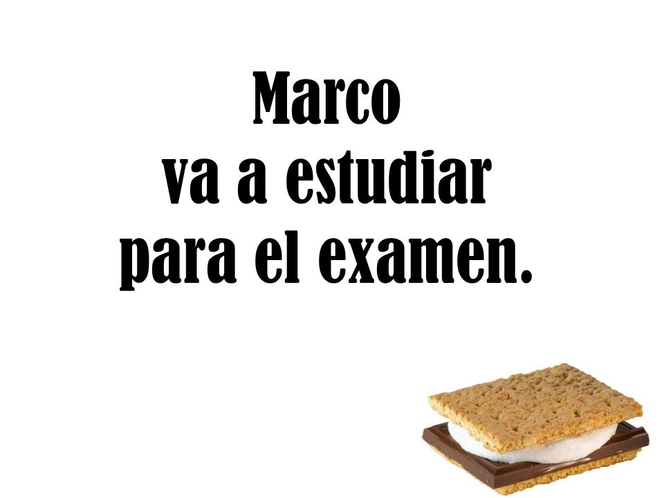 Marco va a estudiar para el examen.