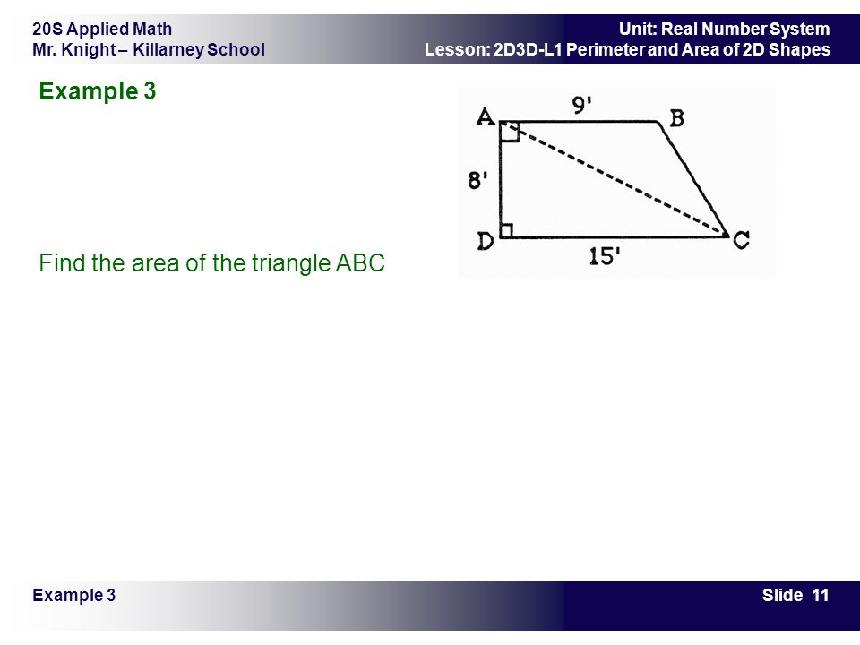 Find the area of the triangle ABC