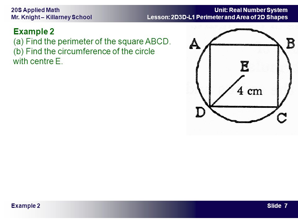 (a) Find the perimeter of the square ABCD.