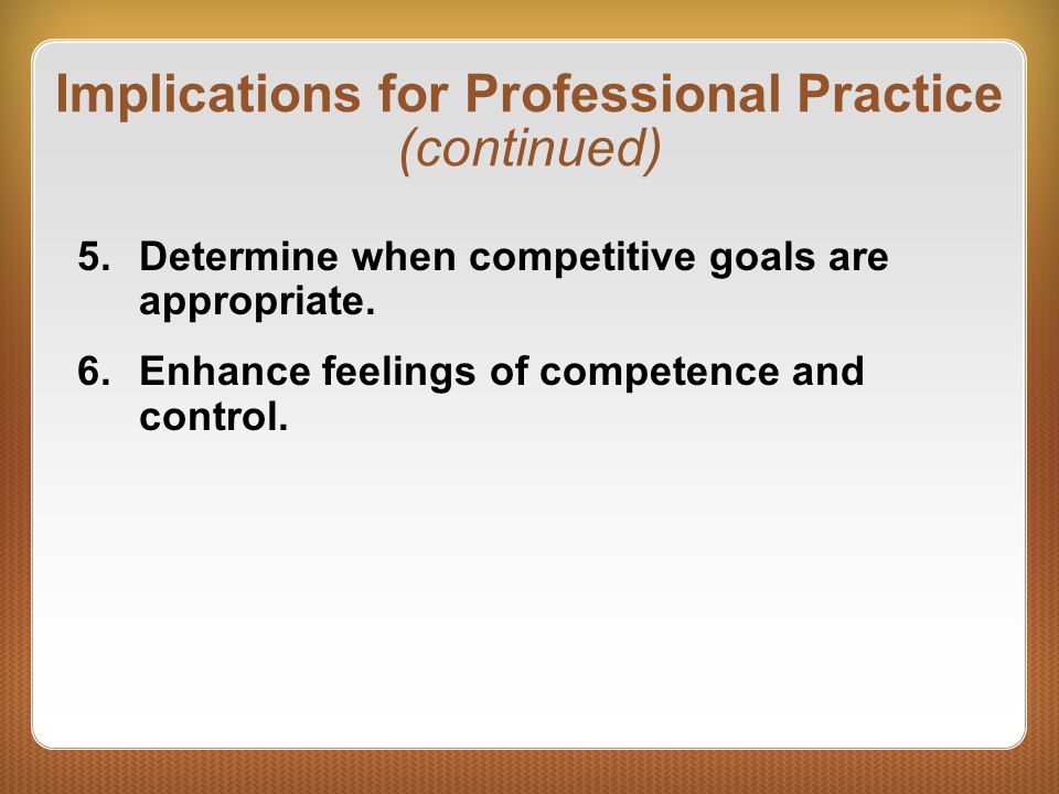 Implications for Professional Practice (continued)