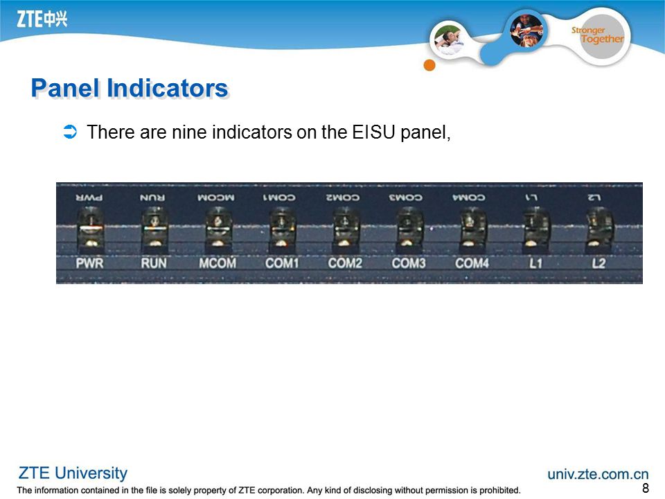 Panel Indicators There are nine indicators on the EISU panel,