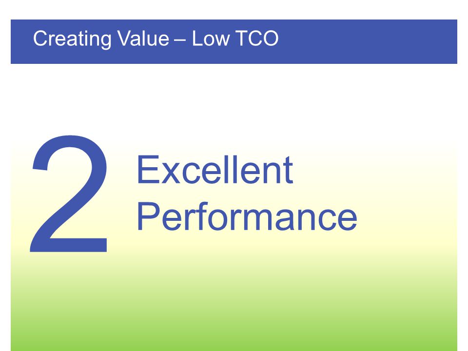 Creating Value – Low TCO