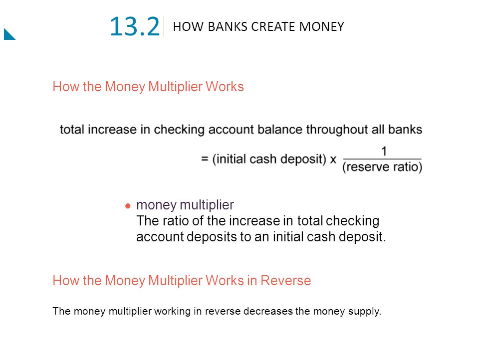13.2 HOW BANKS CREATE MONEY How the Money Multiplier Works