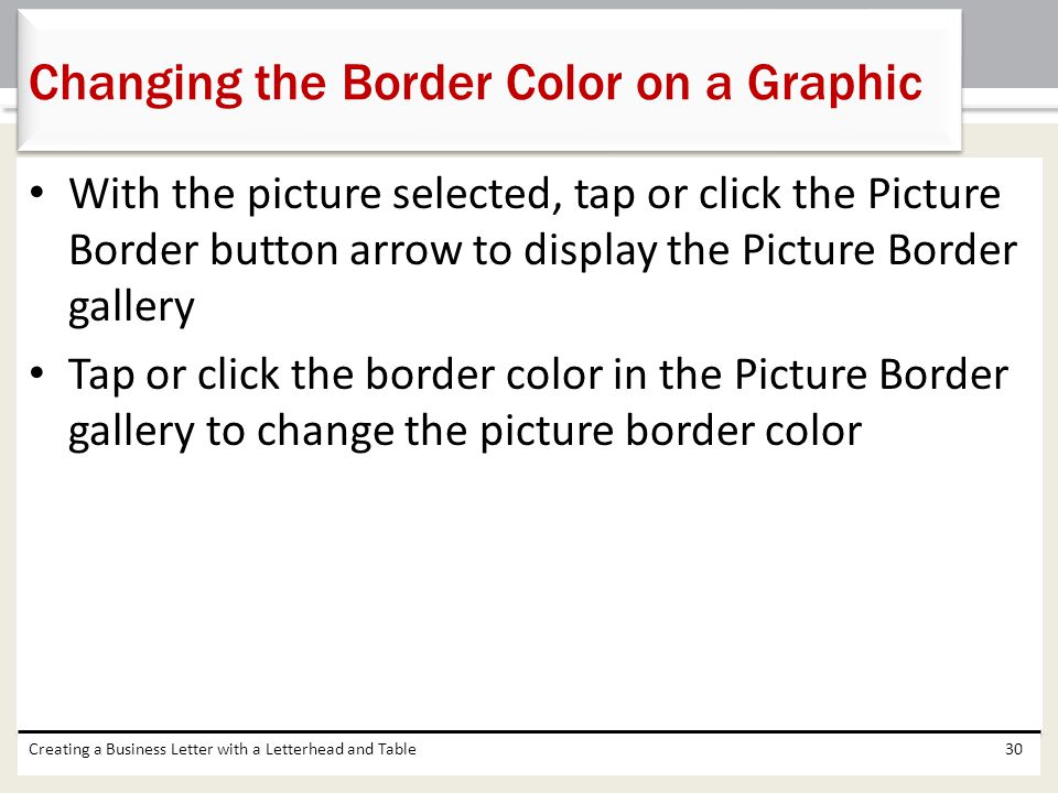Changing the Border Color on a Graphic