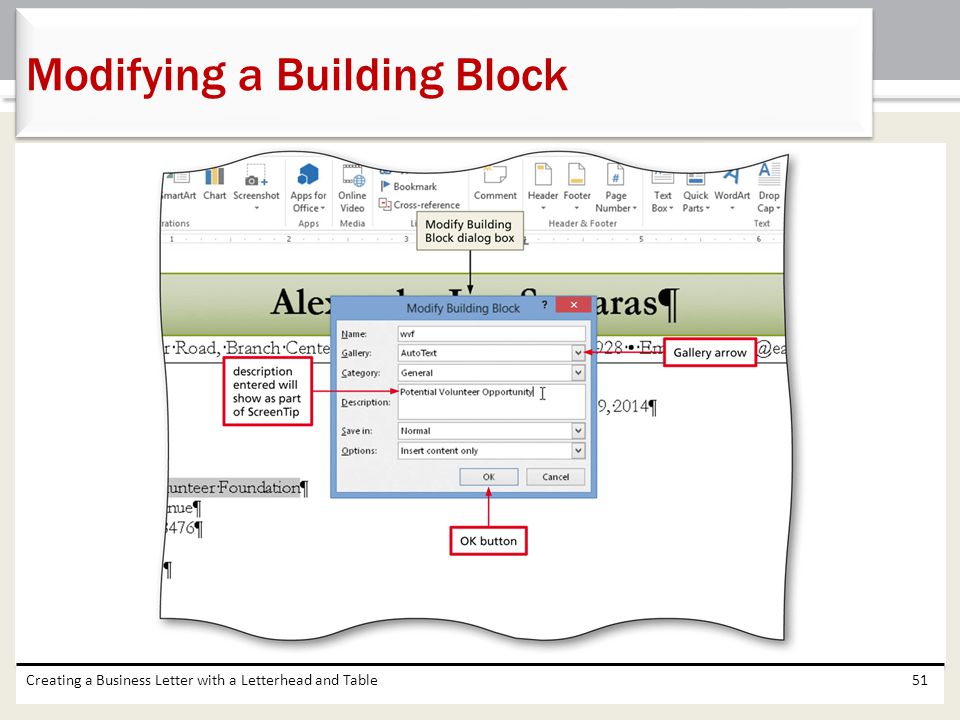 Modifying a Building Block