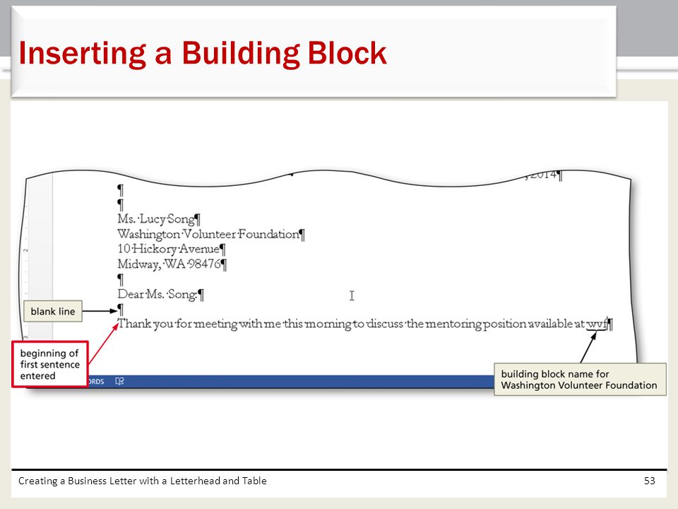 Inserting a Building Block