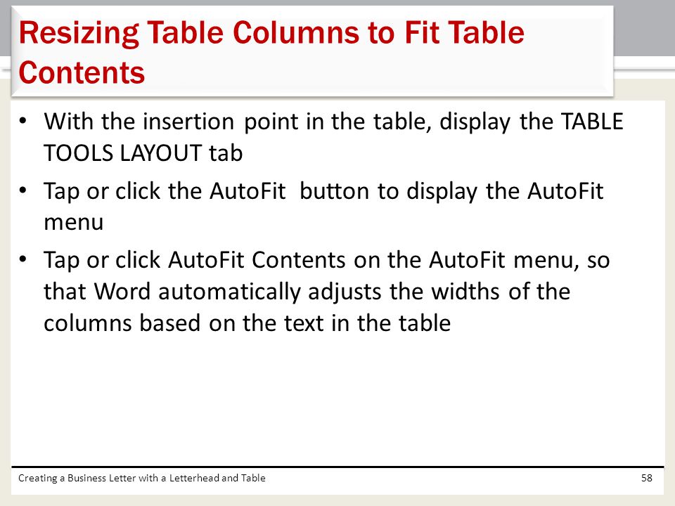 Resizing Table Columns to Fit Table Contents