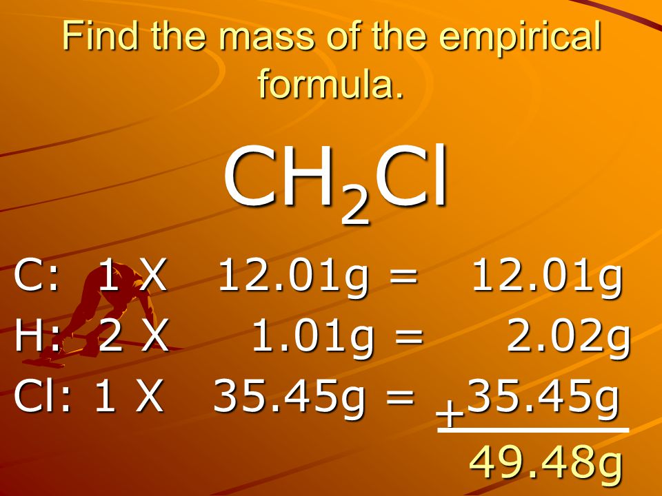Find the mass of the empirical formula.