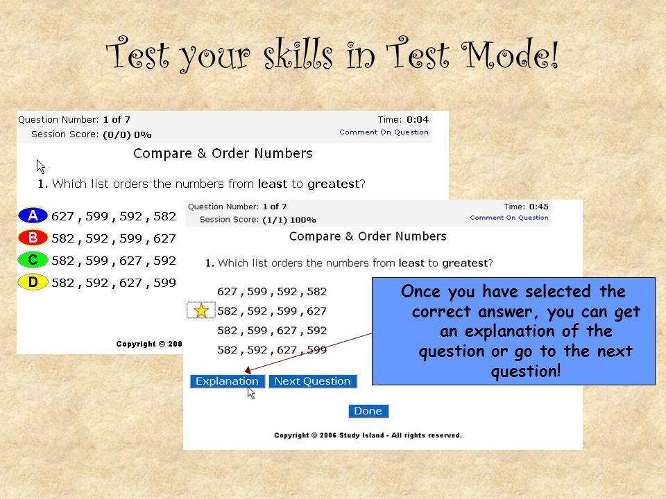 Test your skills in Test Mode!