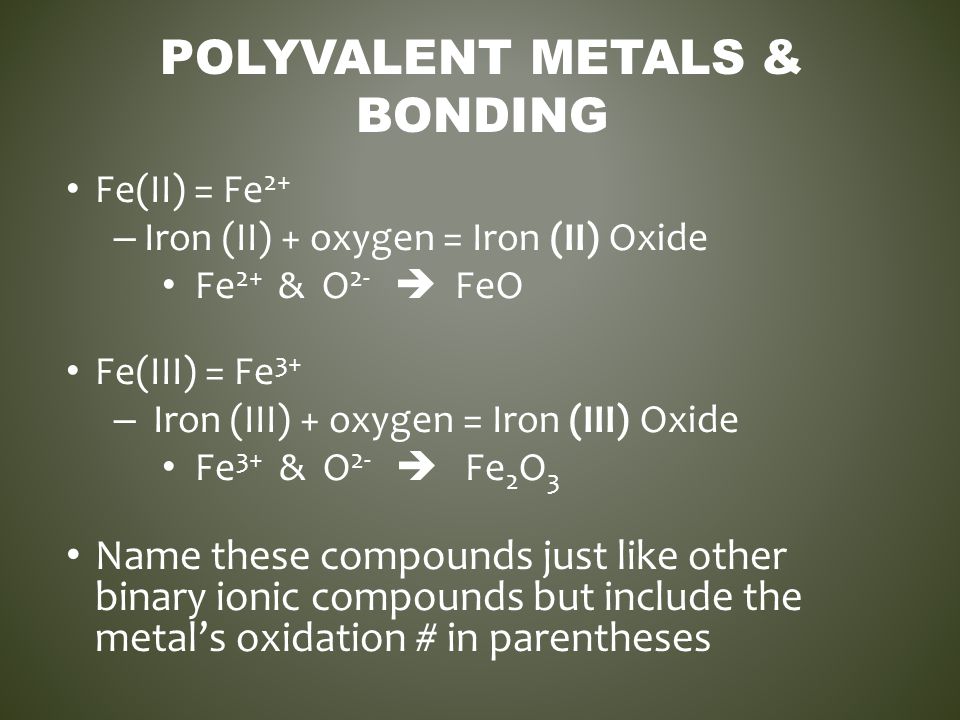 Polyvalent Metals & Bonding