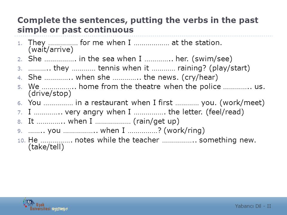 Complete the sentences, putting the verbs in the past simple or past continuous