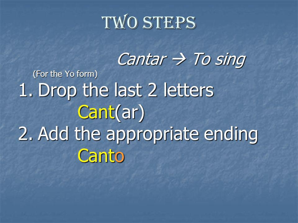 Drop the last 2 letters Cant(ar) Add the appropriate ending Canto