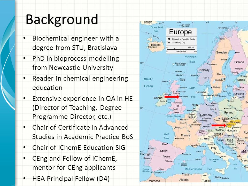 Background Biochemical engineer with a degree from STU, Bratislava