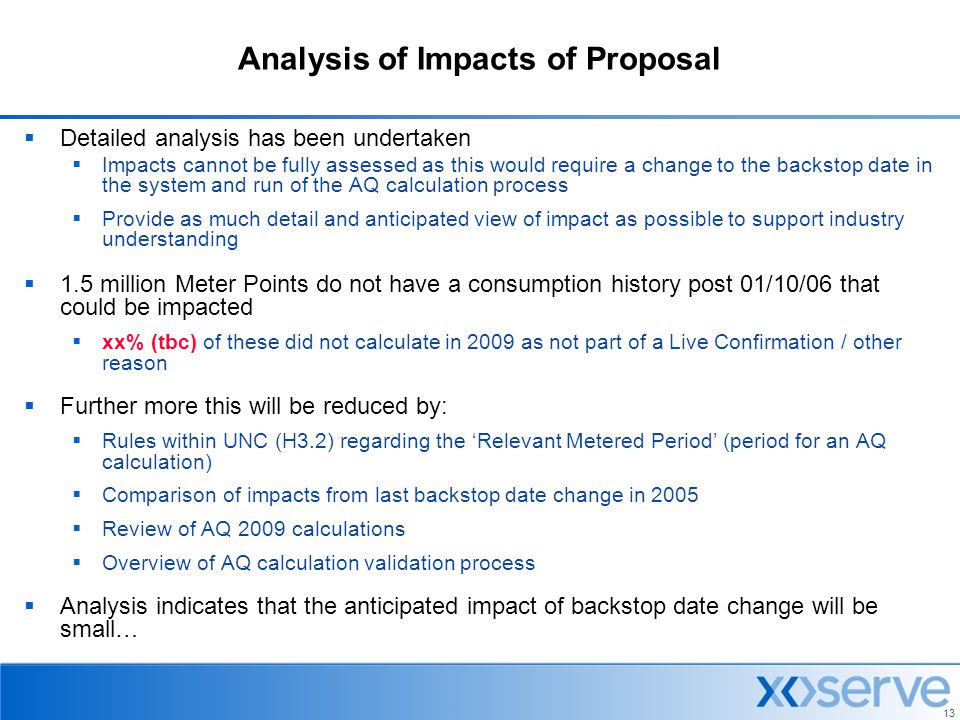 Analysis of Impacts of Proposal