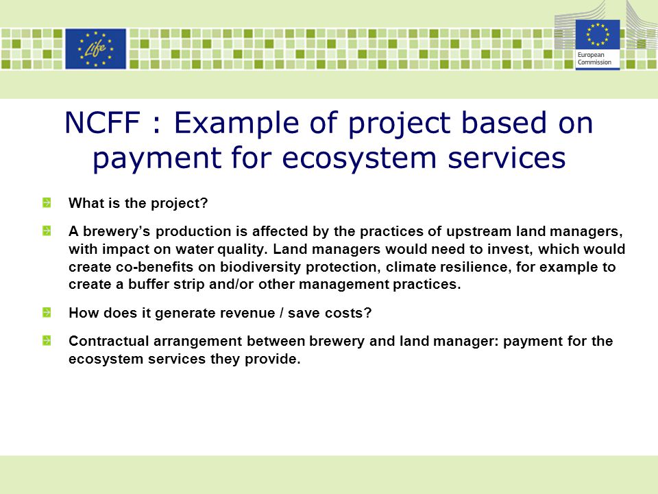 NCFF : Example of project based on payment for ecosystem services
