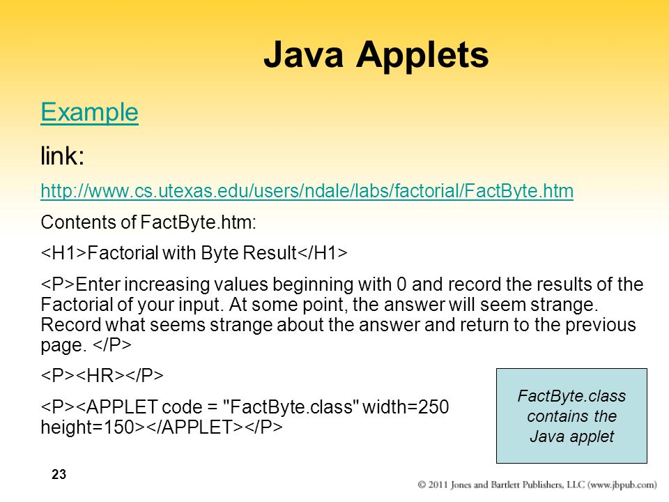 Java Applets Example link: