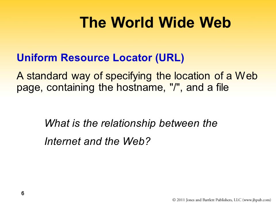 The World Wide Web Uniform Resource Locator (URL)