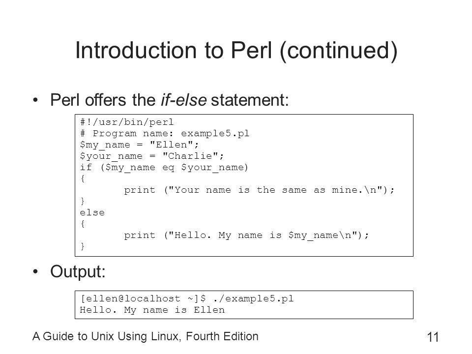 Introduction to Perl (continued)
