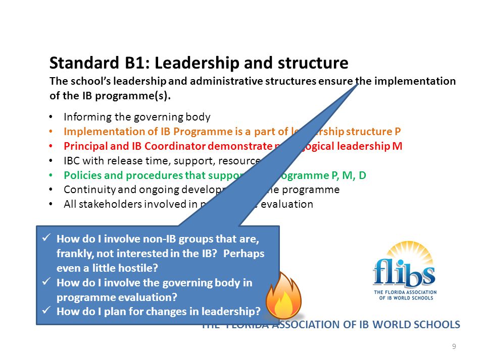 Standard B1: Leadership and structure