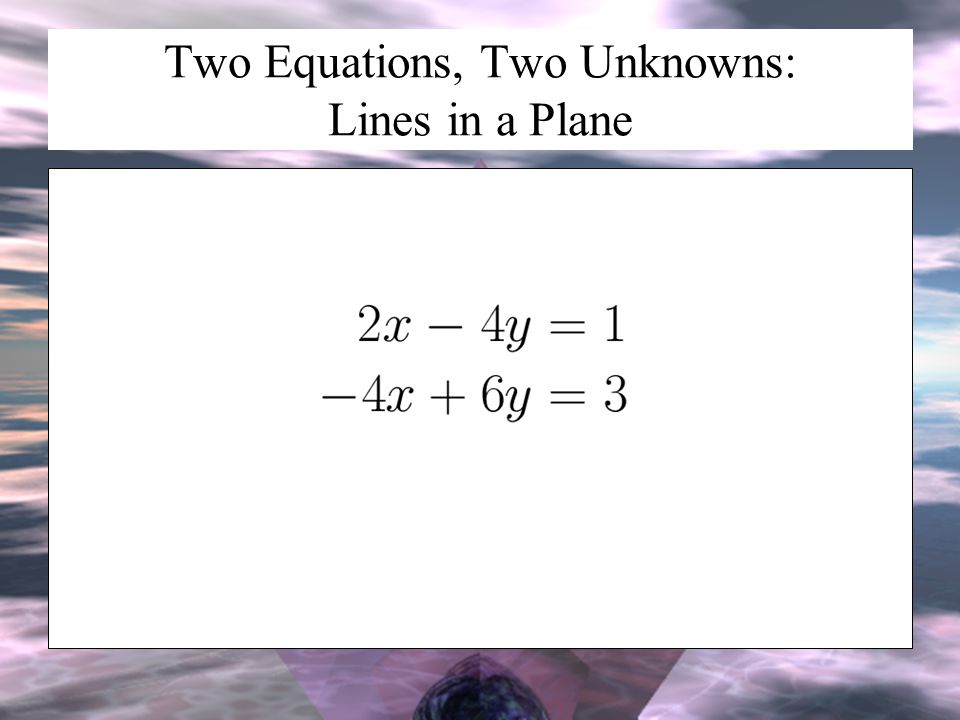 Two Equations, Two Unknowns: Lines in a Plane
