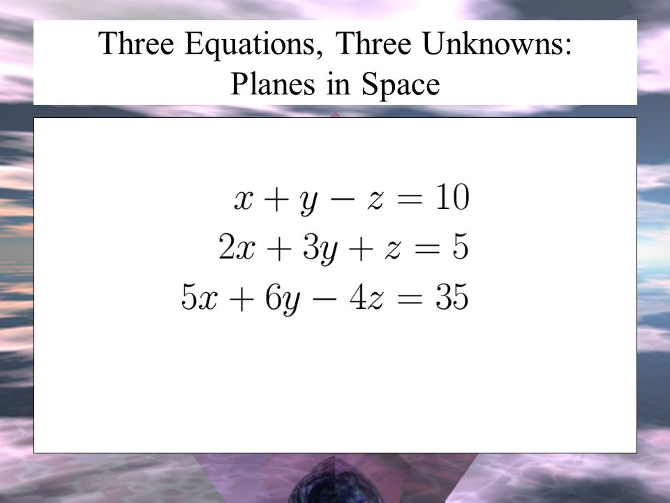 Three Equations, Three Unknowns: Planes in Space
