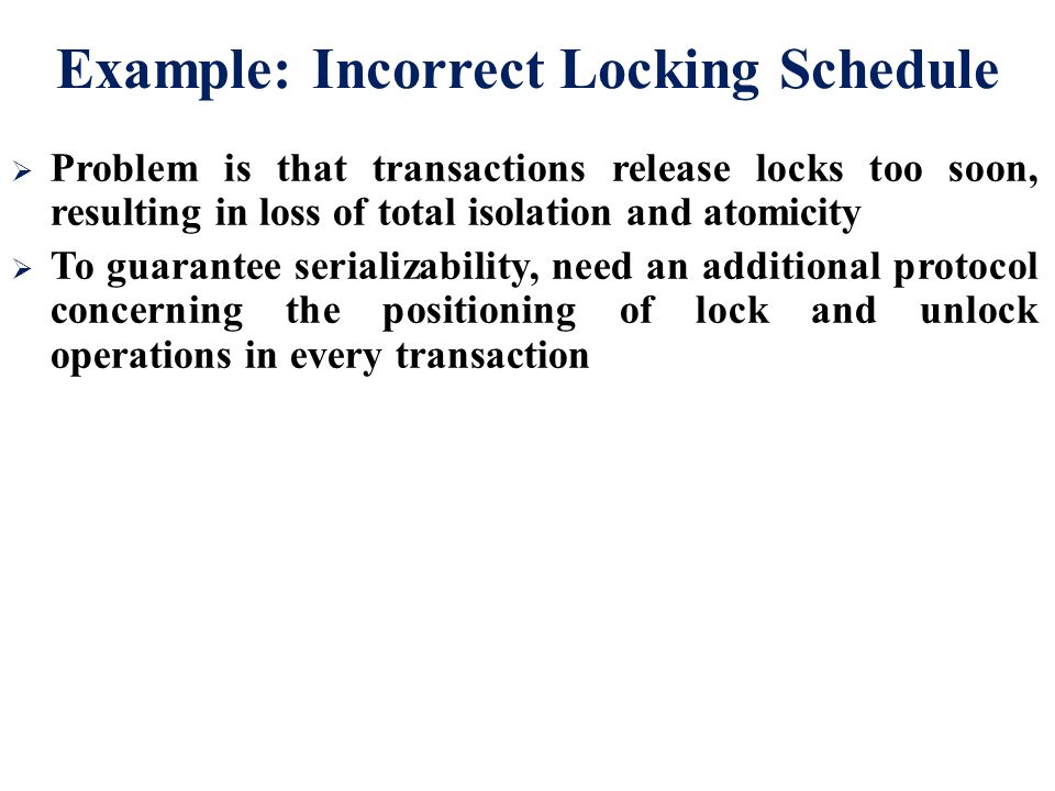 Example: Incorrect Locking Schedule