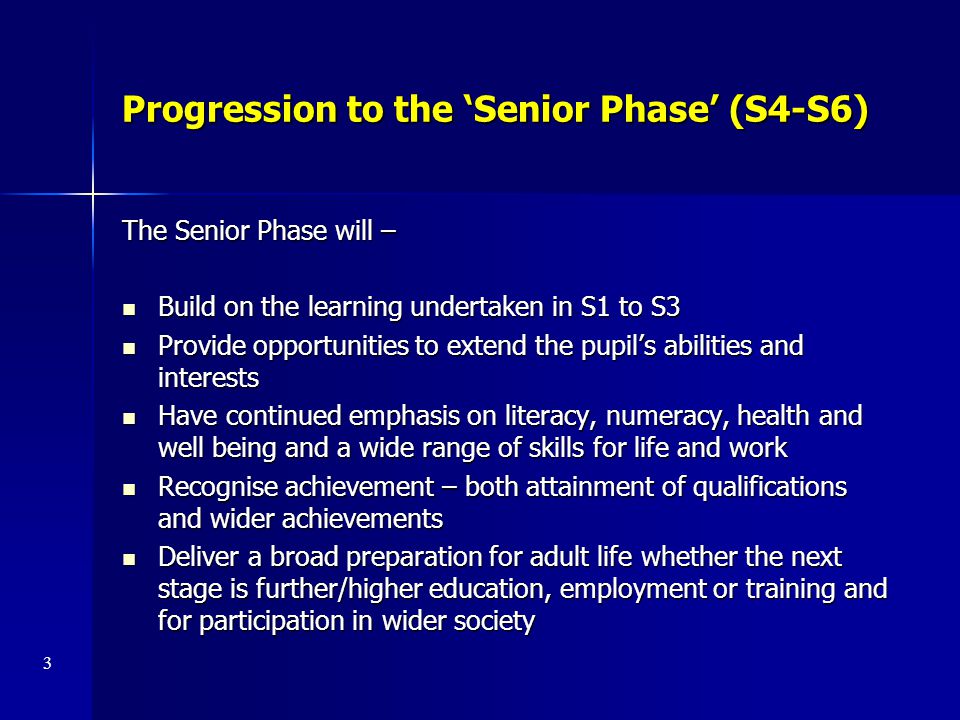 Progression to the ‘Senior Phase’ (S4-S6)