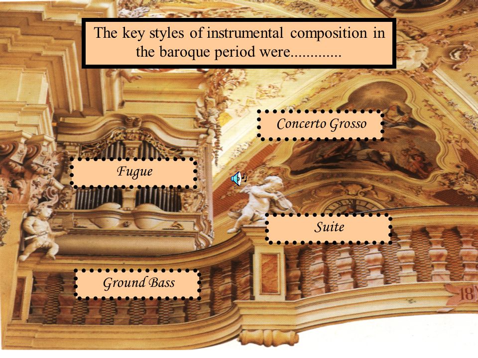 The key styles of instrumental composition in the baroque period were