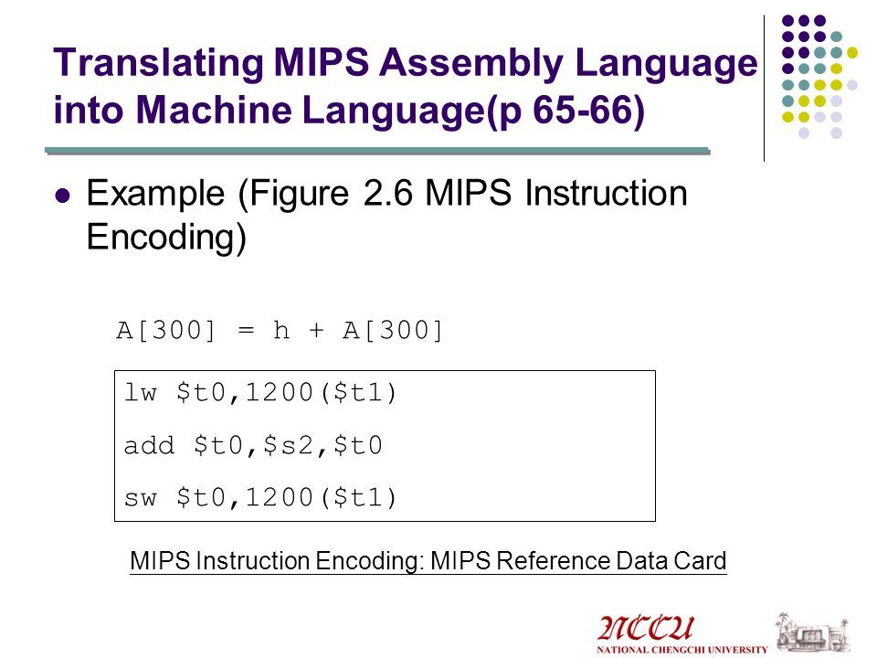 Translating MIPS Assembly Language into Machine Language(p 65-66)