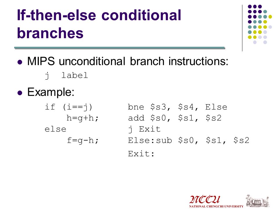 If-then-else conditional branches