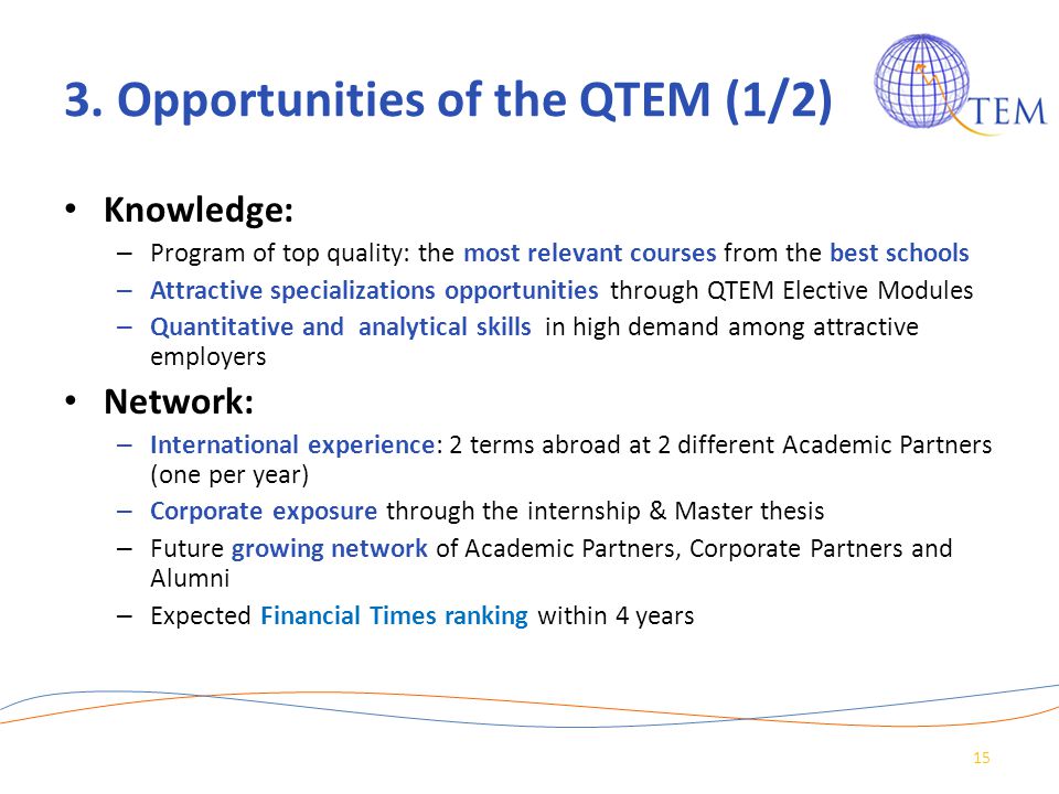 3. Opportunities of the QTEM (1/2)