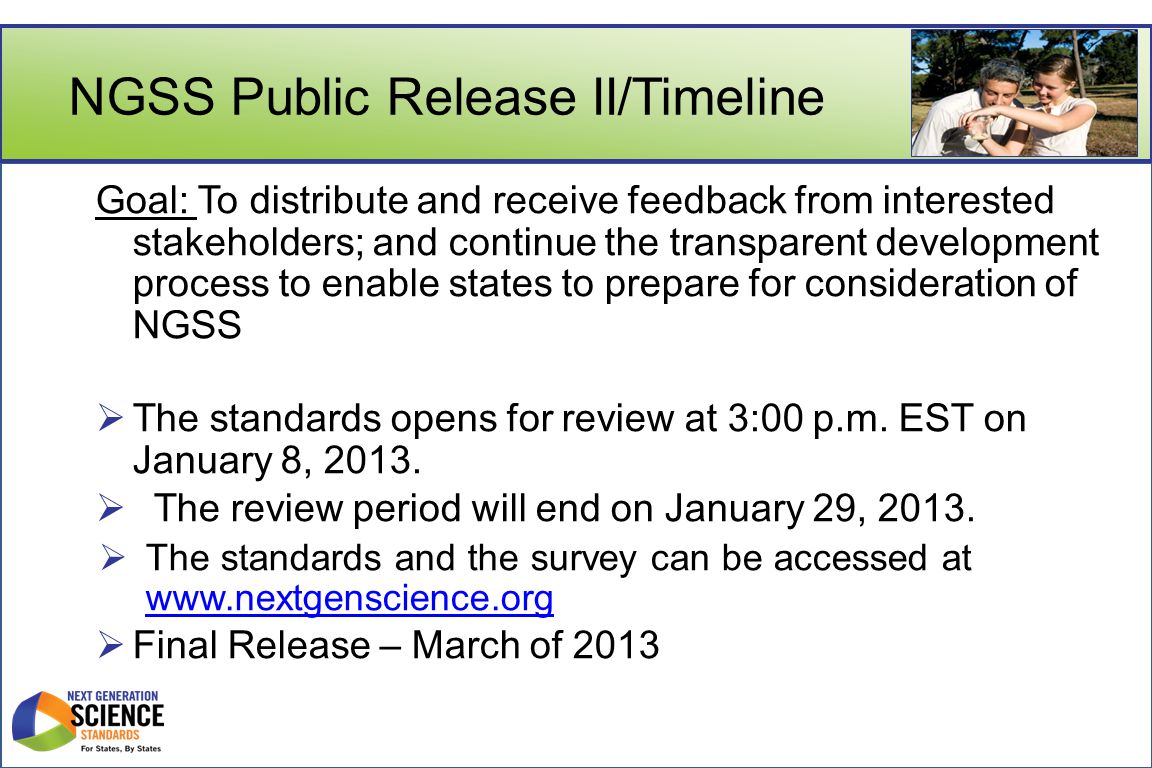 NGSS Public Release II/Timeline
