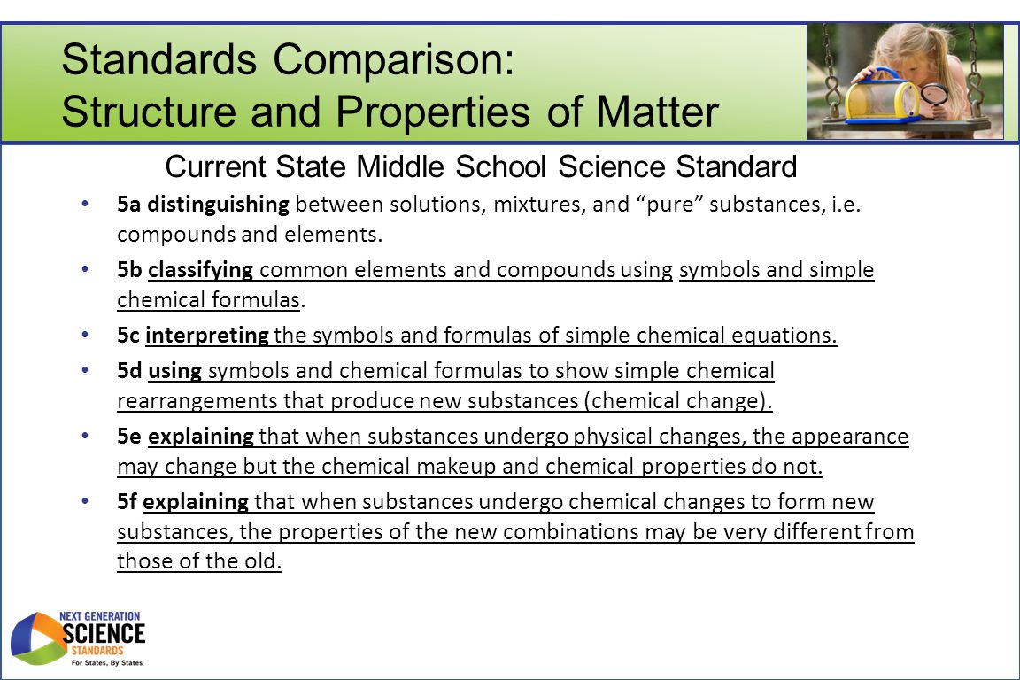 Standards Comparison: Structure and Properties of Matter