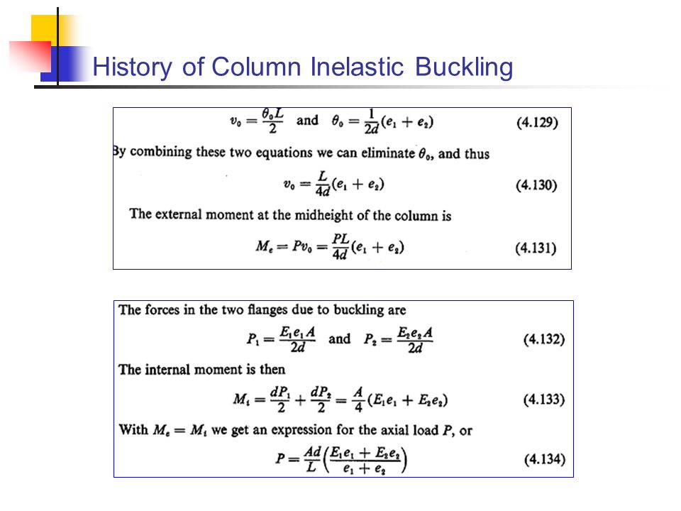 History of Column Inelastic Buckling