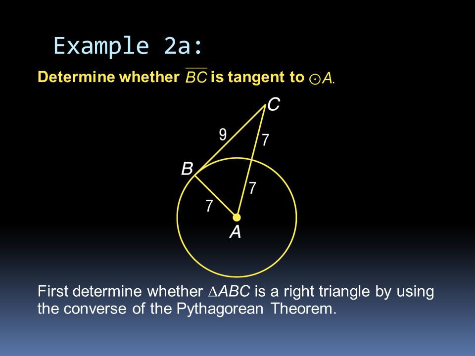 Example 2a: Determine whether is tangent to