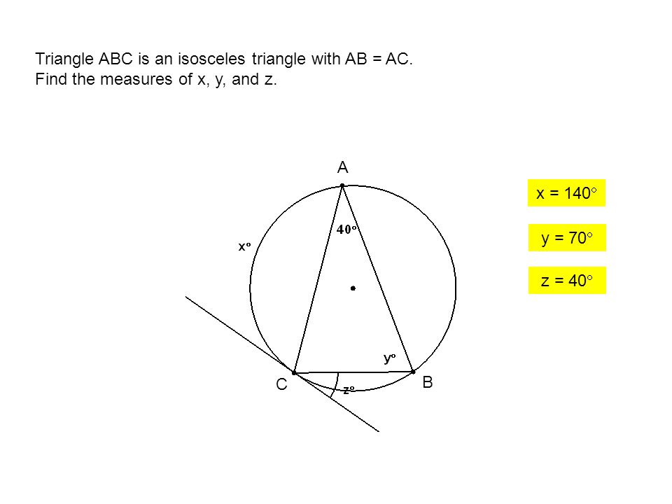 Triangle ABC is an isosceles triangle with AB = AC