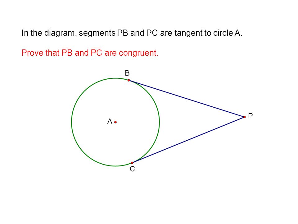 In the diagram, segments PB and PC are tangent to circle A.