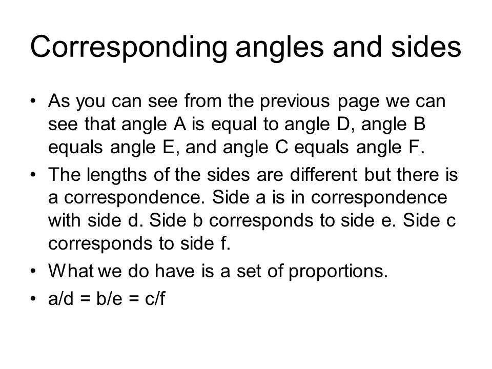 Corresponding angles and sides