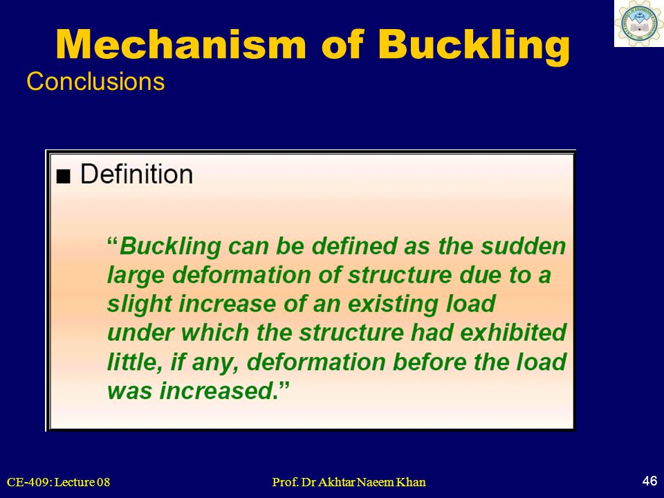 Mechanism of Buckling Conclusions