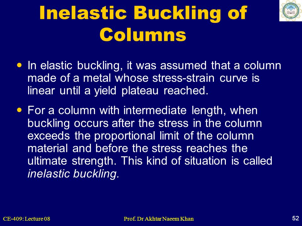 Inelastic Buckling of Columns