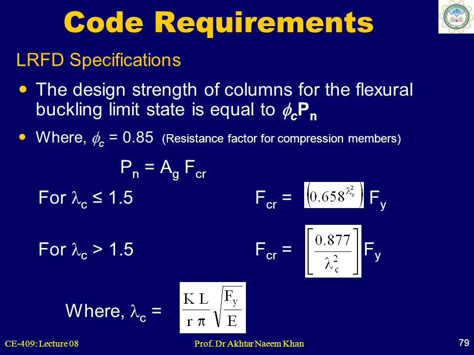 Code Requirements LRFD Specifications