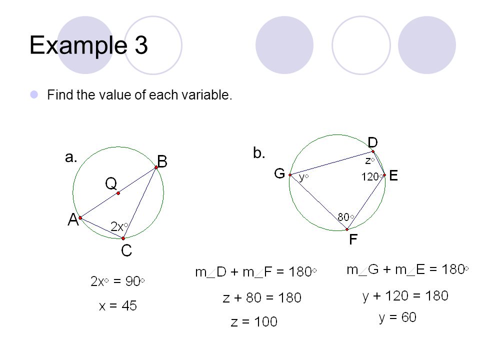 Example 3 Find the value of each variable. b. a.