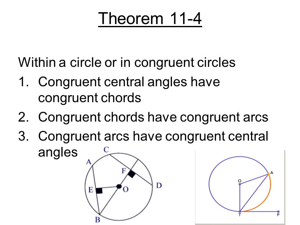 Theorem 11-4 Within a circle or in congruent circles
