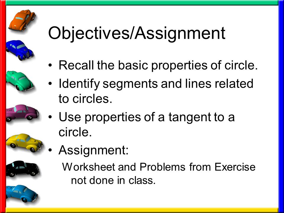 Objectives/Assignment