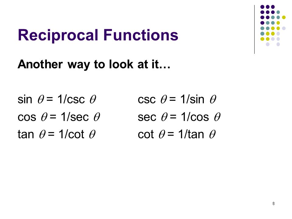 Reciprocal Functions Another way to look at it…