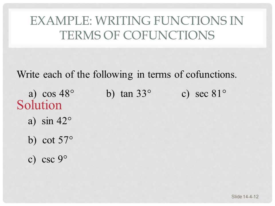 Example: Writing Functions in Terms of Cofunctions