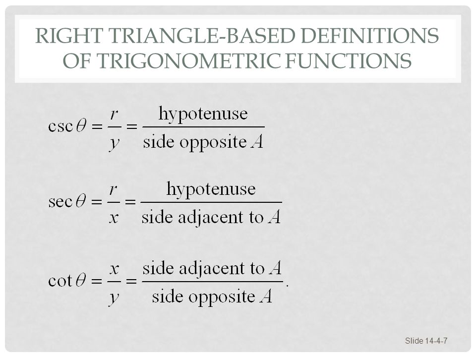 Right Triangle-Based Definitions of Trigonometric Functions
