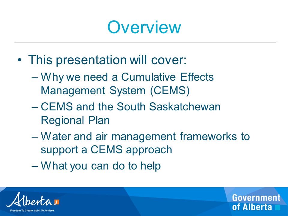 Overview This presentation will cover: