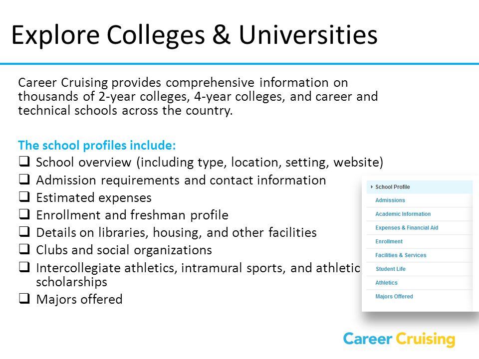 Explore Colleges & Universities