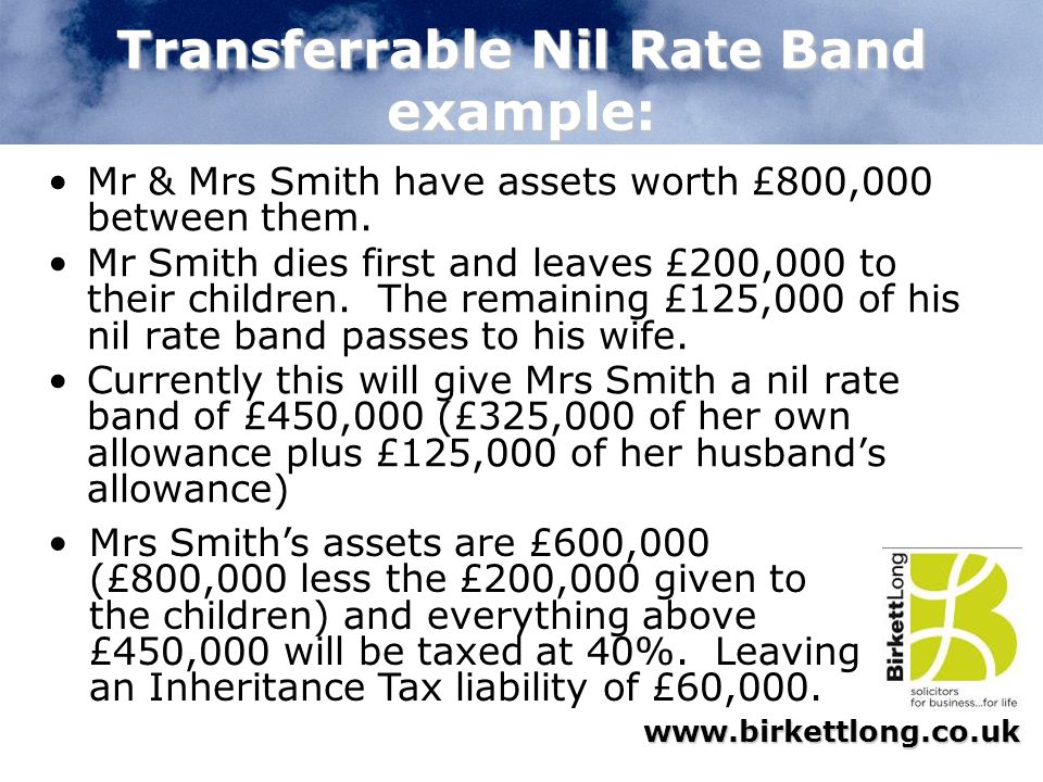 Transferrable Nil Rate Band example: